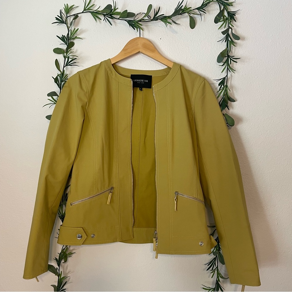Lafayette 148 New York Green Yellow Moto Jacket
